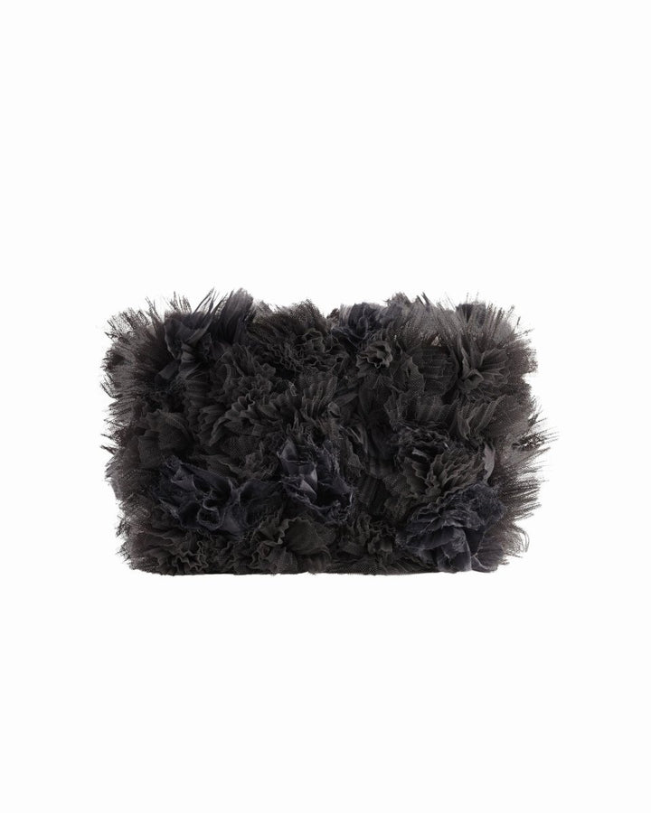 Rushed Black Tulle Clutch - Gemy Maalouf