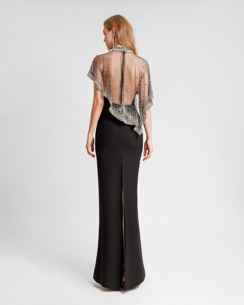 Beaded Overlay Crepe Dress - Gemy Maalouf