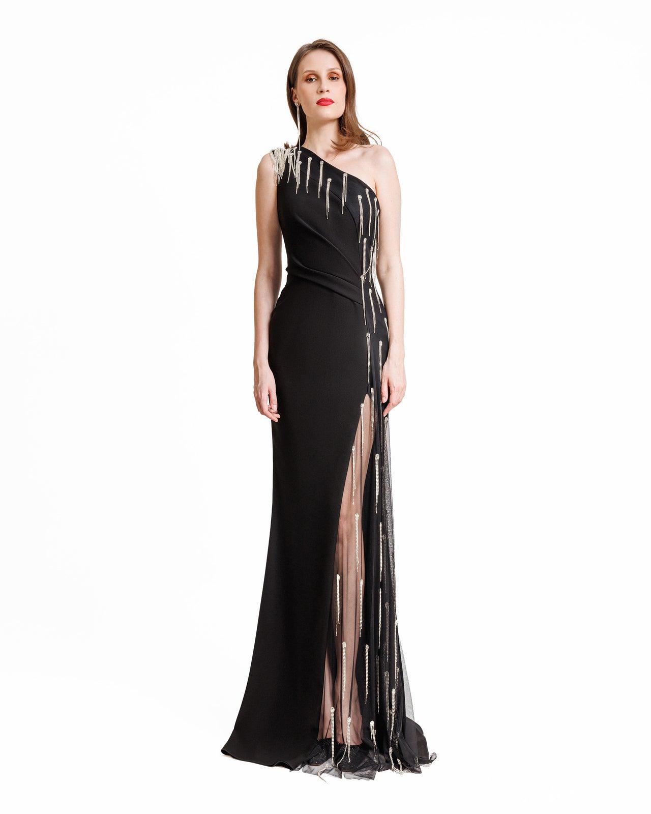 One-Shoulder Crepe Dress