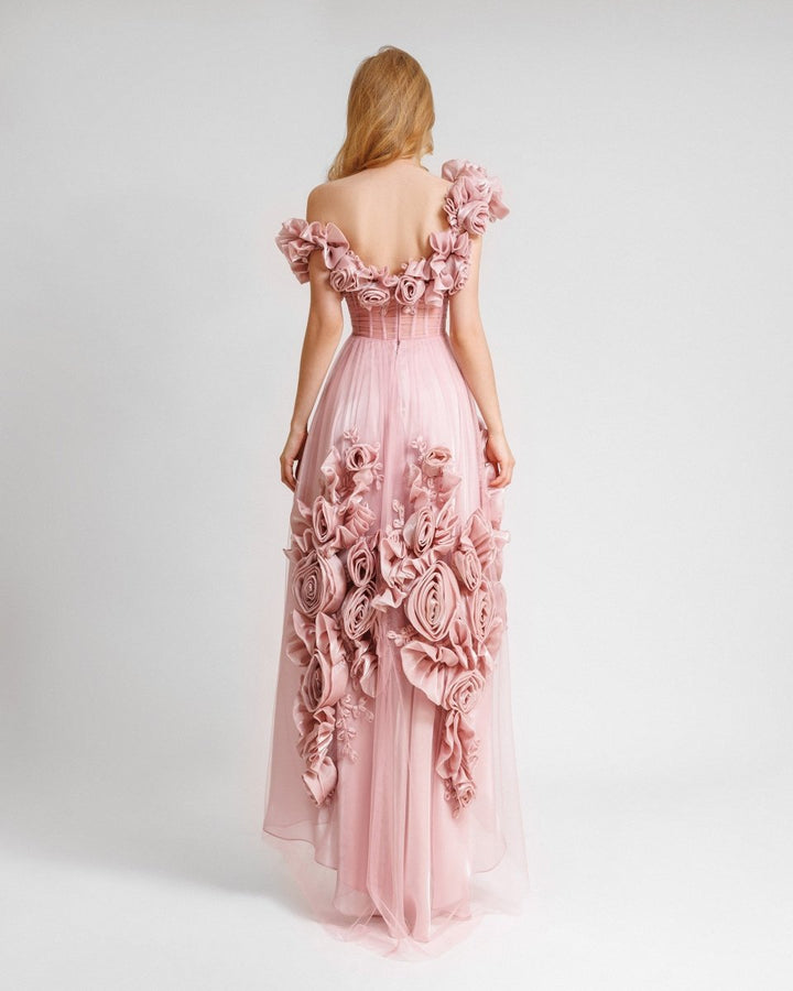 Asymmetrical Floral Dress - Gemy Maalouf