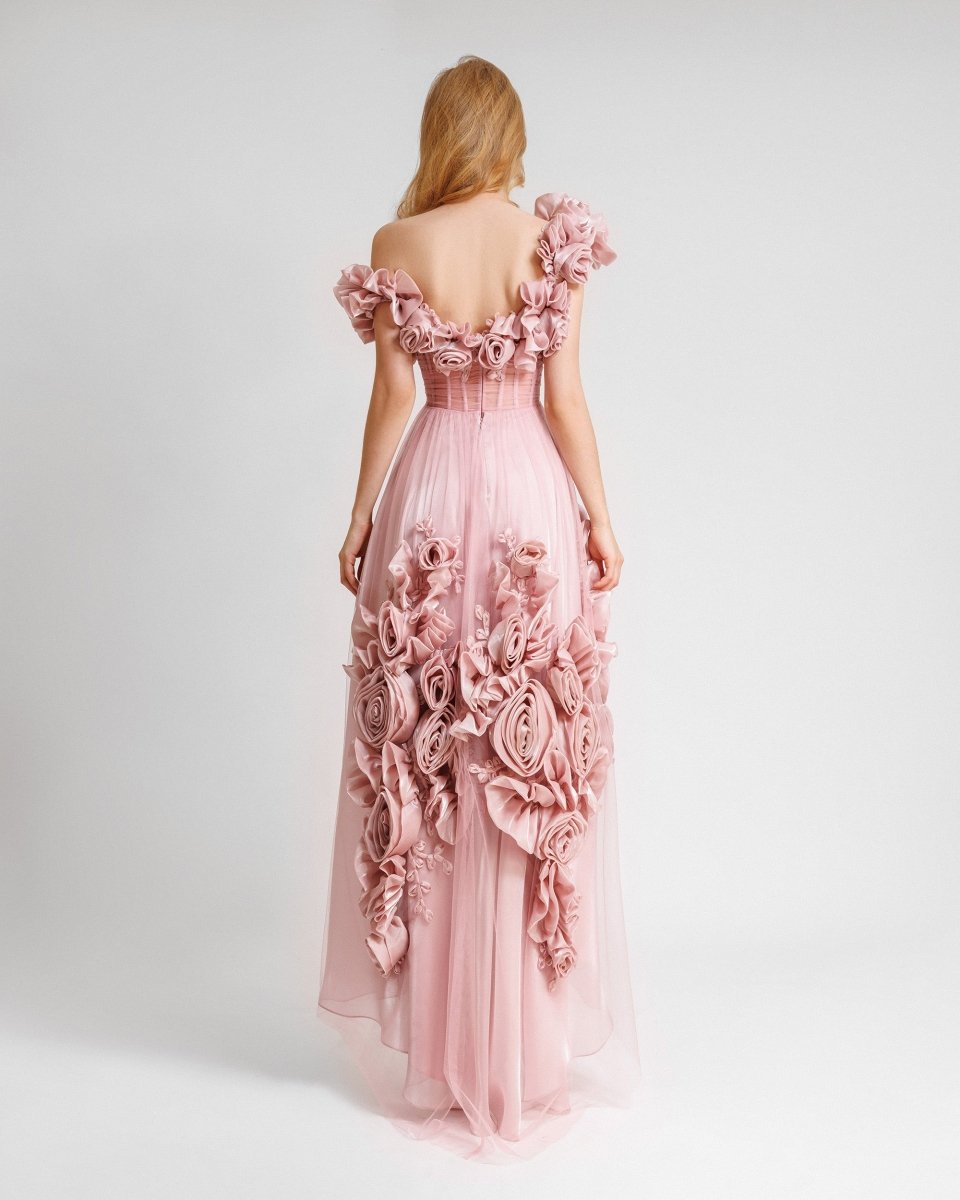 Asymmetrical Floral Dress - Gemy Maalouf