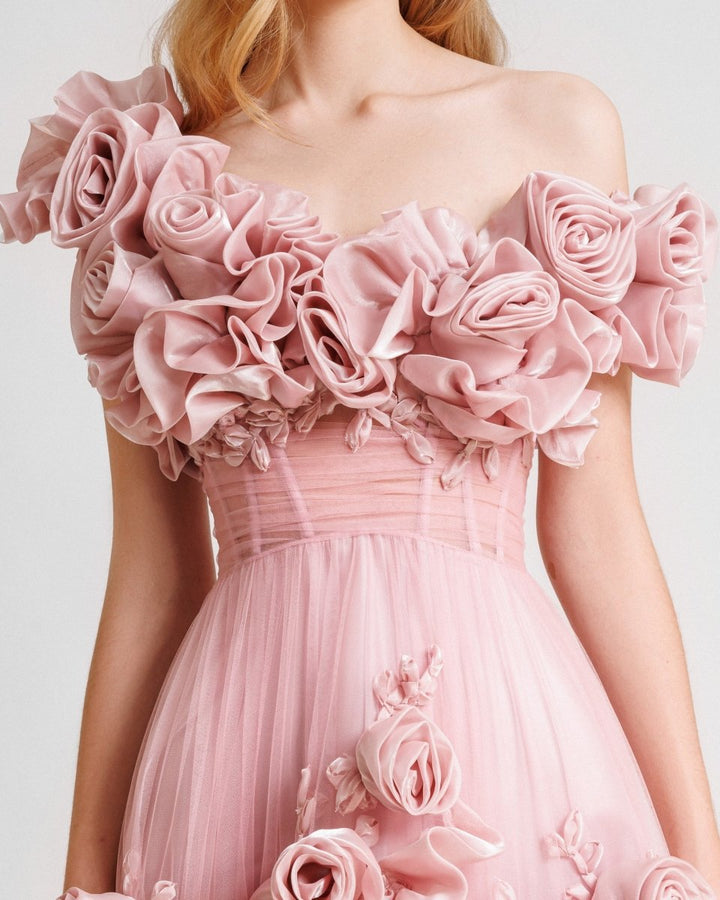 Asymmetrical Floral Dress - Gemy Maalouf