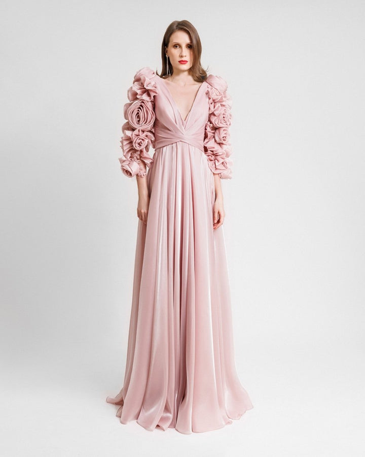 Floral Flared Long Dress - Gemy Maalouf