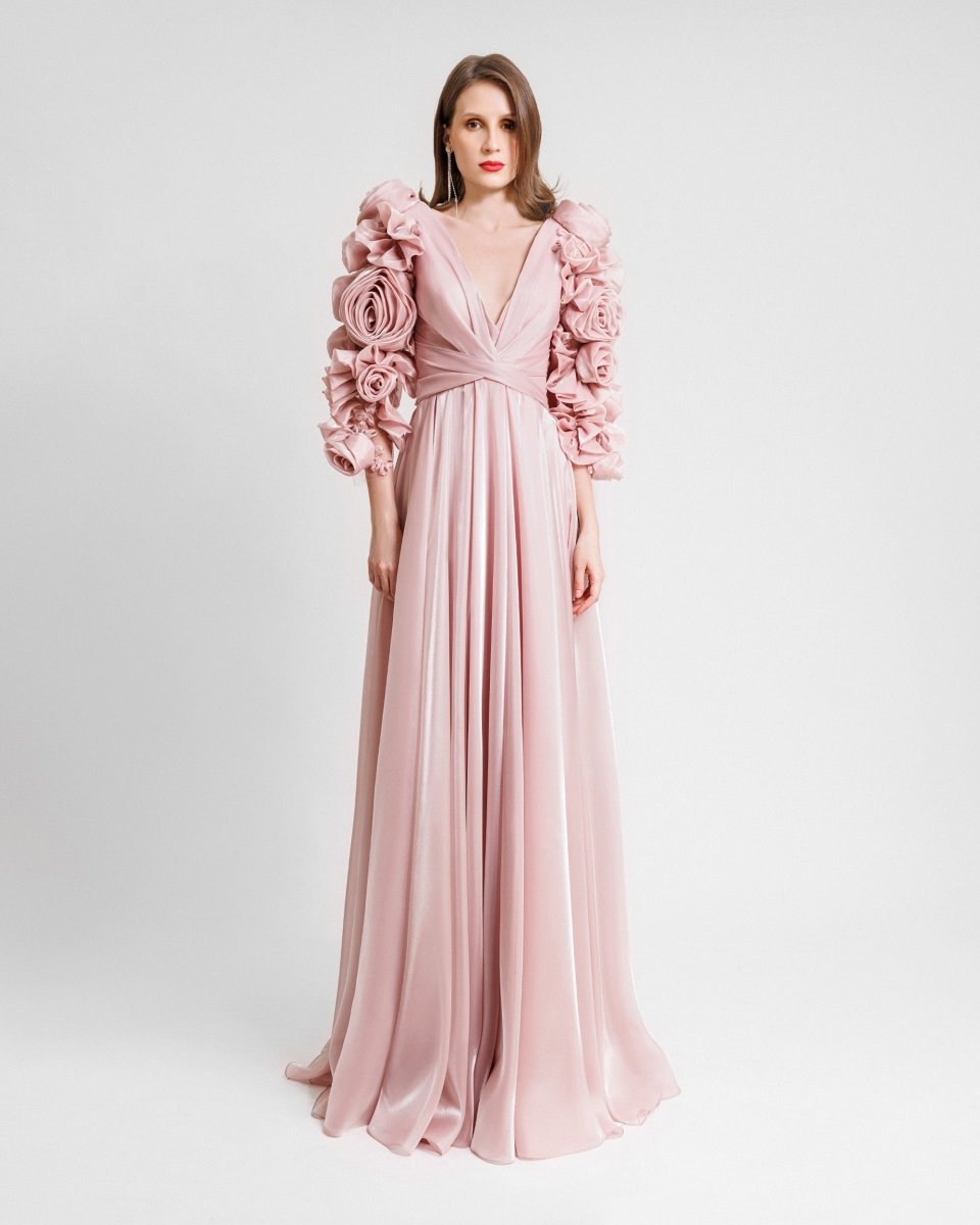 Floral Flared Long Dress - Gemy Maalouf