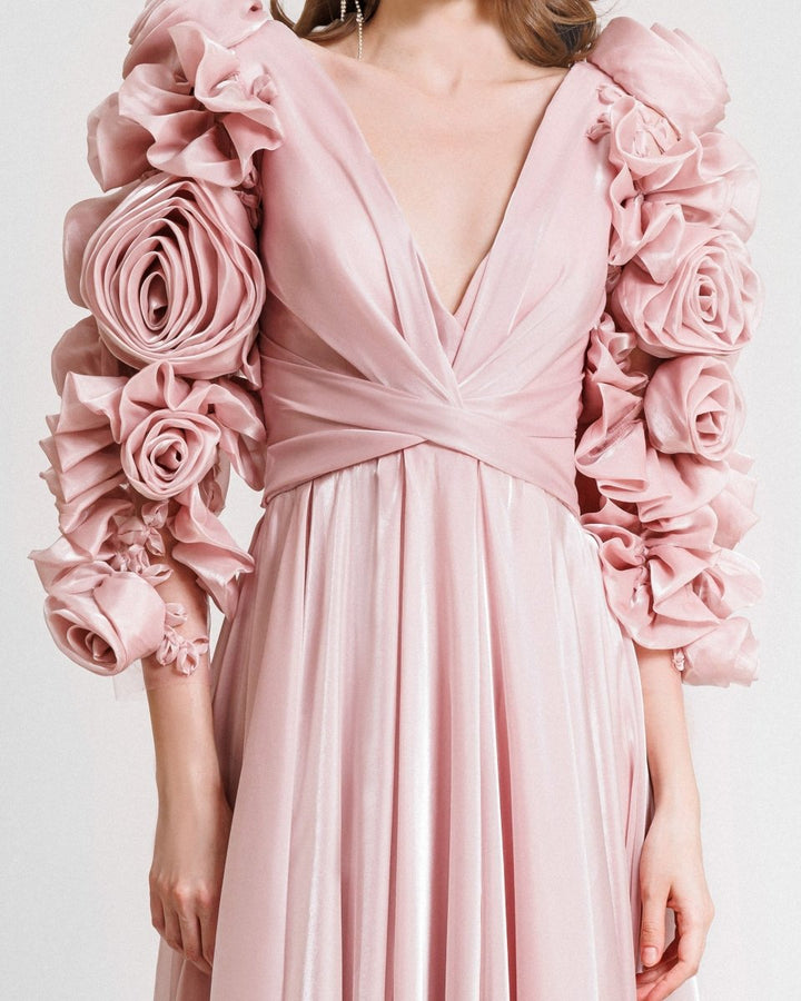 Floral Flared Long Dress - Gemy Maalouf