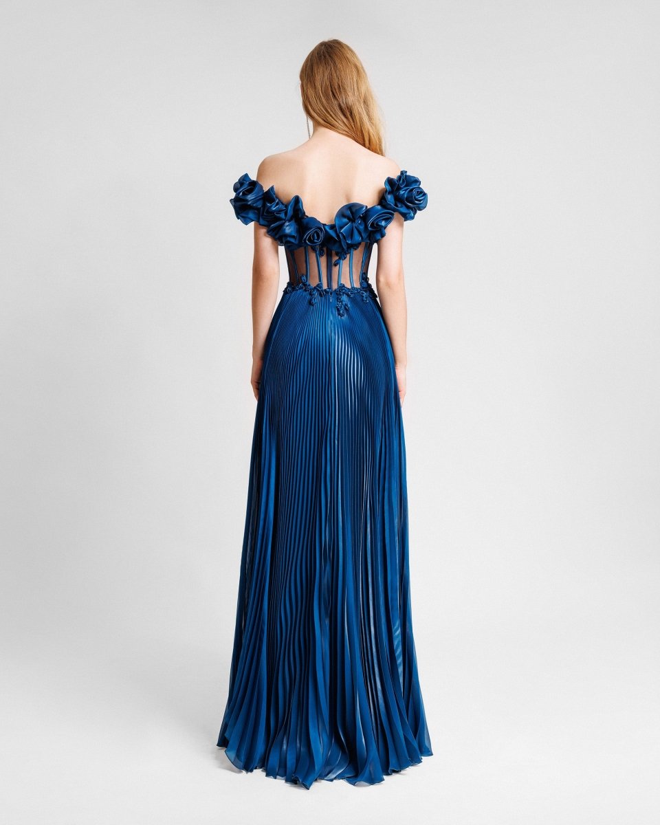Off - The - Shoulders Pleated Dress - Gemy Maalouf