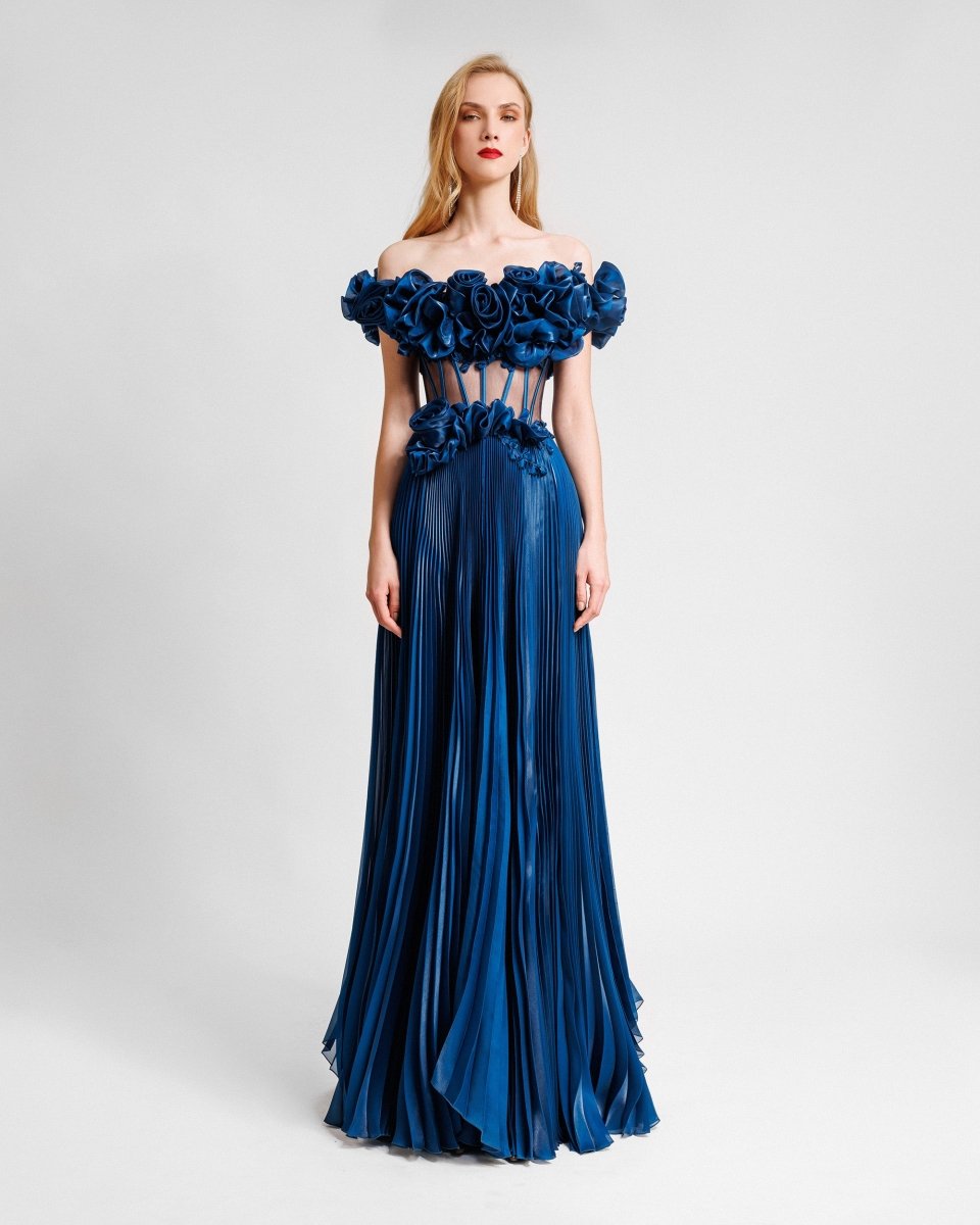 Off - The - Shoulders Pleated Dress - Gemy Maalouf