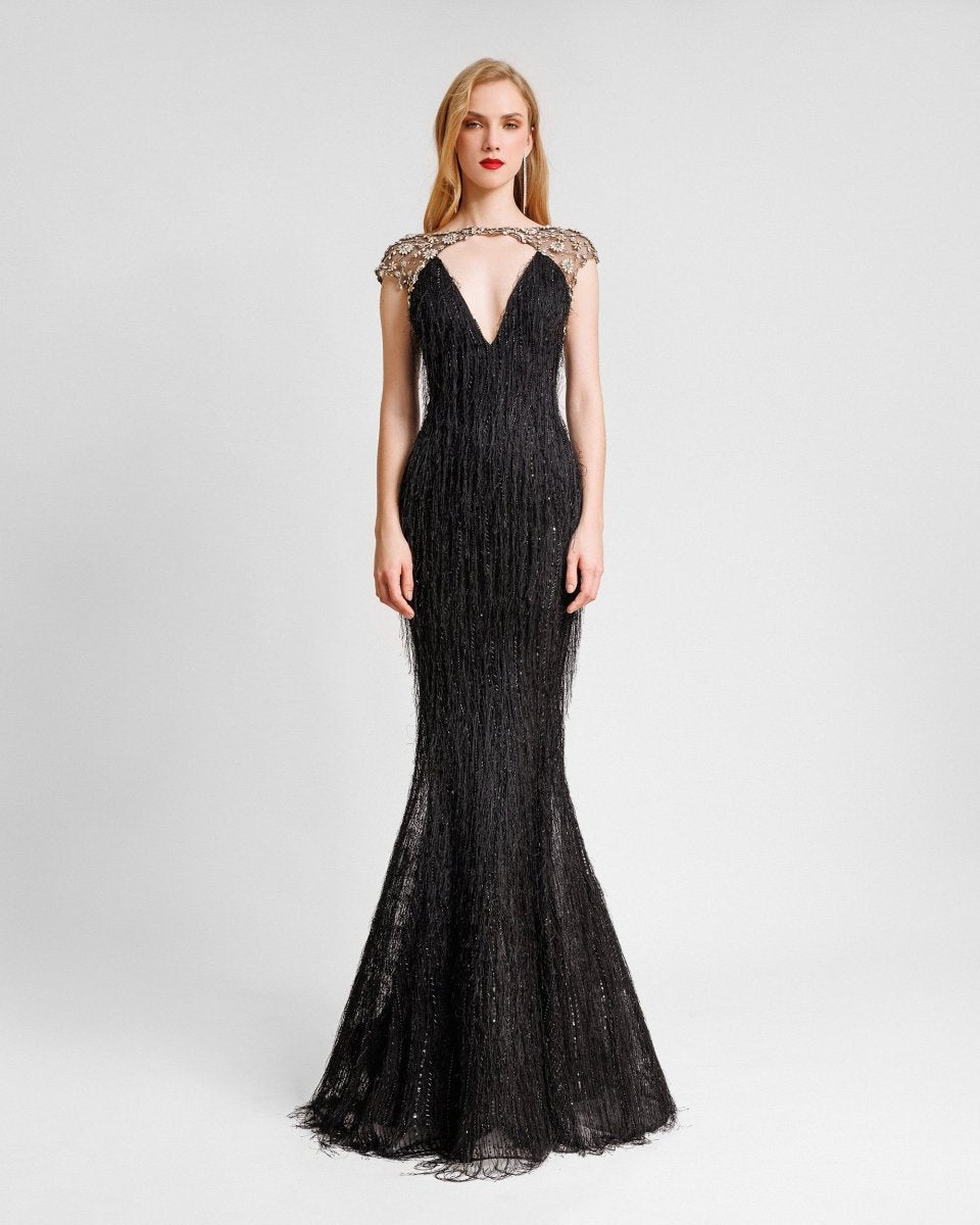 Beaded Dress With Fringes - Gemy Maalouf
