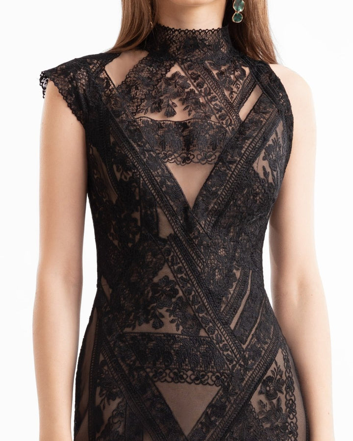 Patterned Lace Dress - Gemy Maalouf