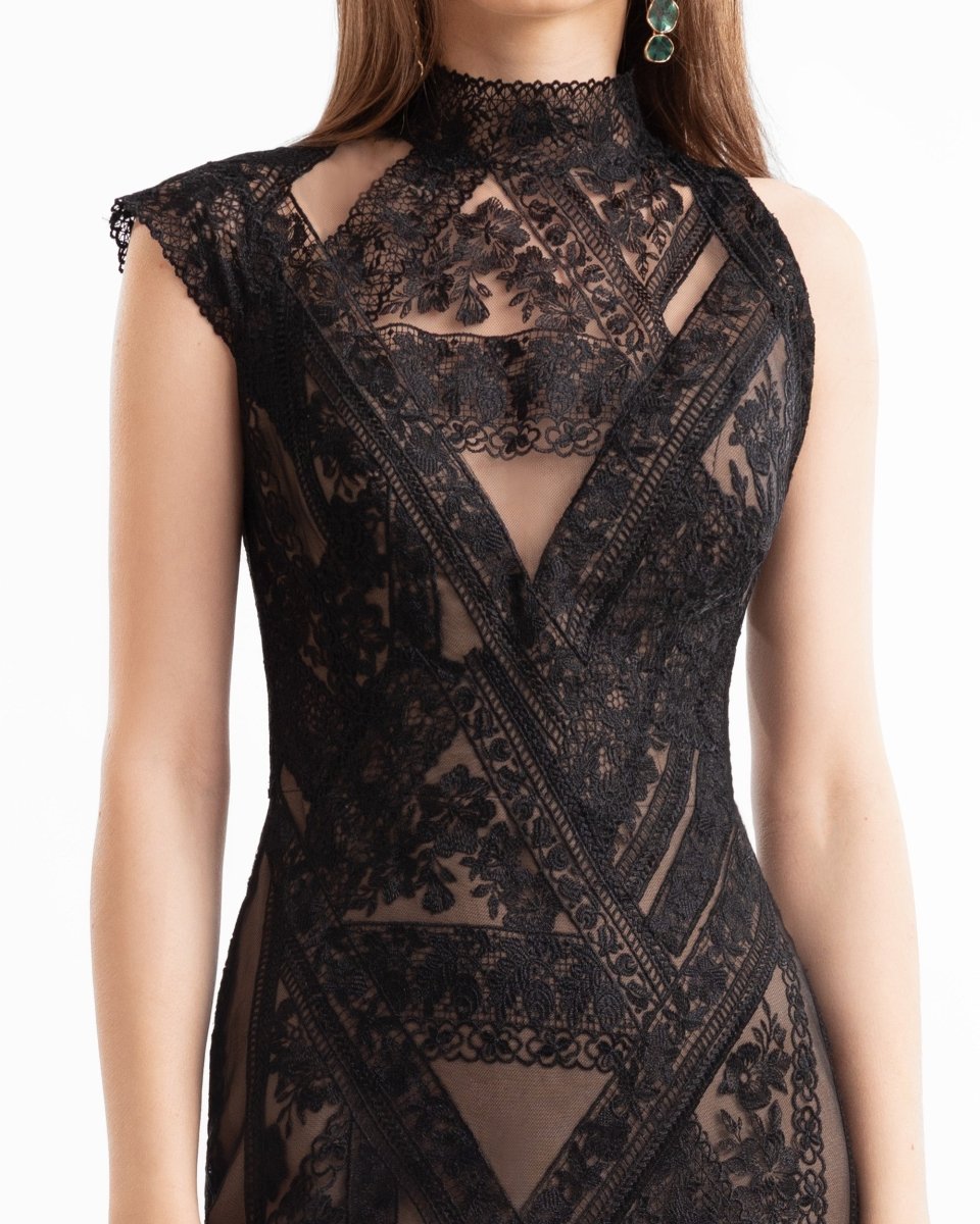 Patterned Lace Dress - Gemy Maalouf