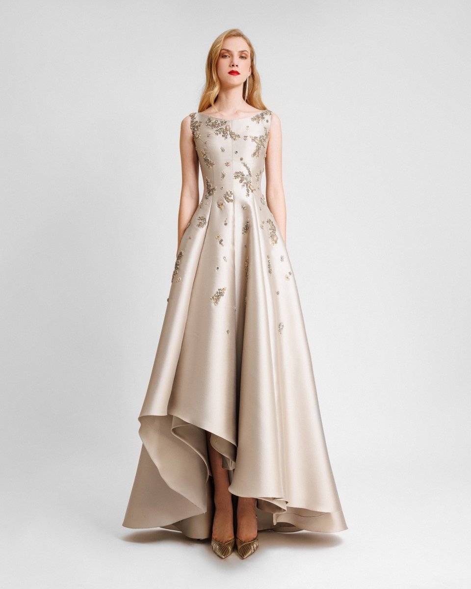 Beaded Asymmetrical Dress - Gemy Maalouf