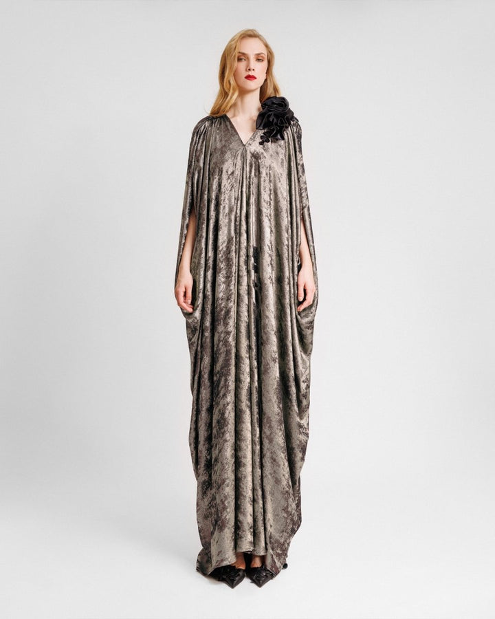 Loose - Cut Metallic Blue Kaftan - Gemy Maalouf
