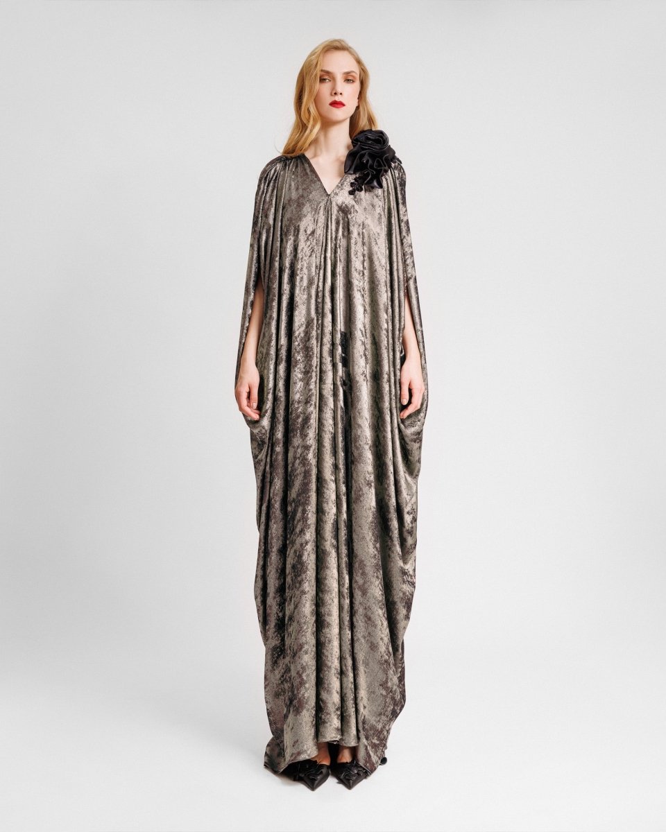 Loose - Cut Metallic Blue Kaftan - Gemy Maalouf