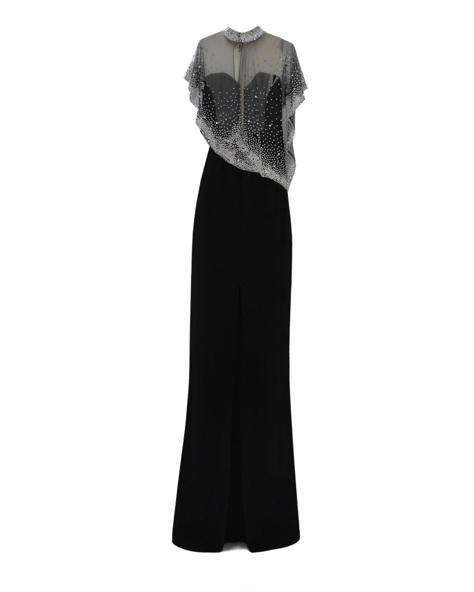 Gemy Maalouf | Evening Dresses | Asymmetrical Beaded Tulle Overlay Dress Gemy Maalouf | Evening Dresses | Asymmetrical Beaded Tulle Overlay Dress