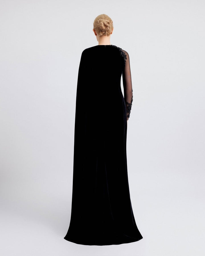 See - Through Beaded Sleeves Dress - Gemy Maalouf