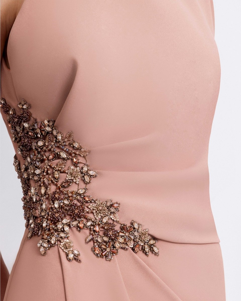 Asymmetrical Neckline Draped Dress - Gemy Maalouf