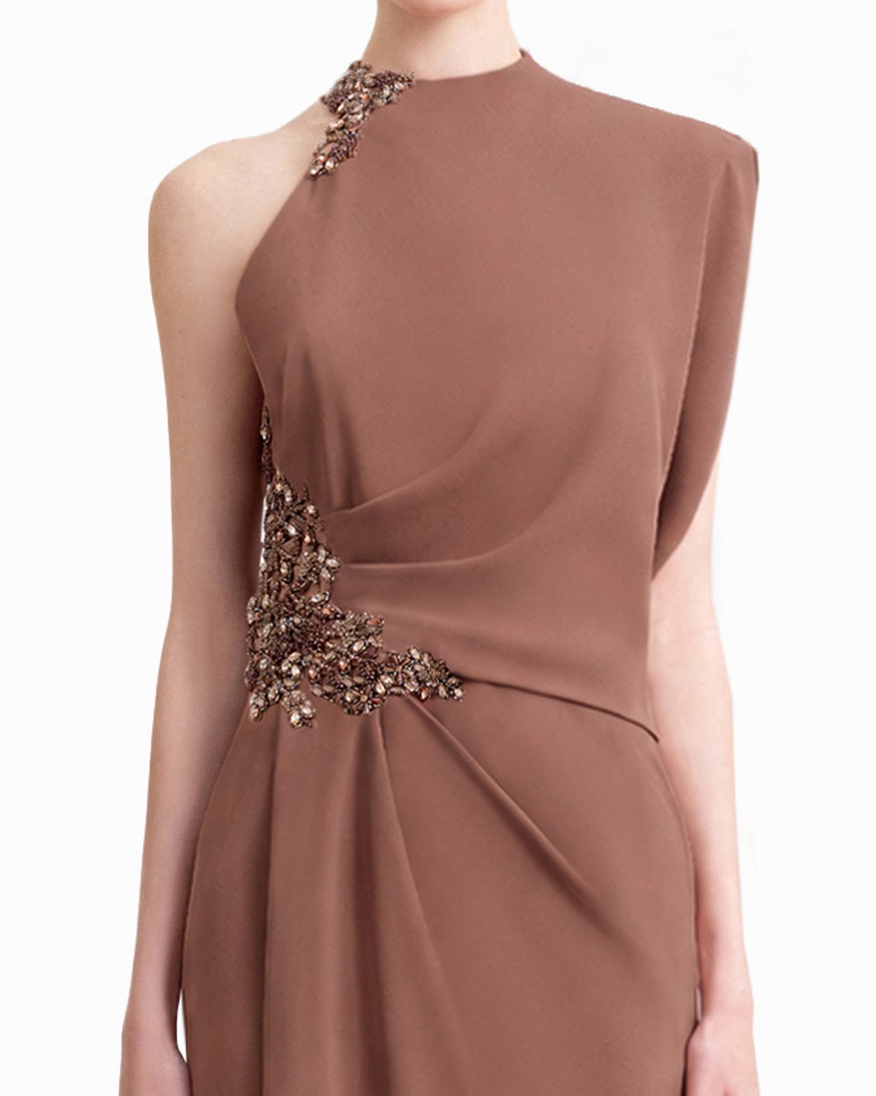 Asymmetrical Neckline Draped Dress