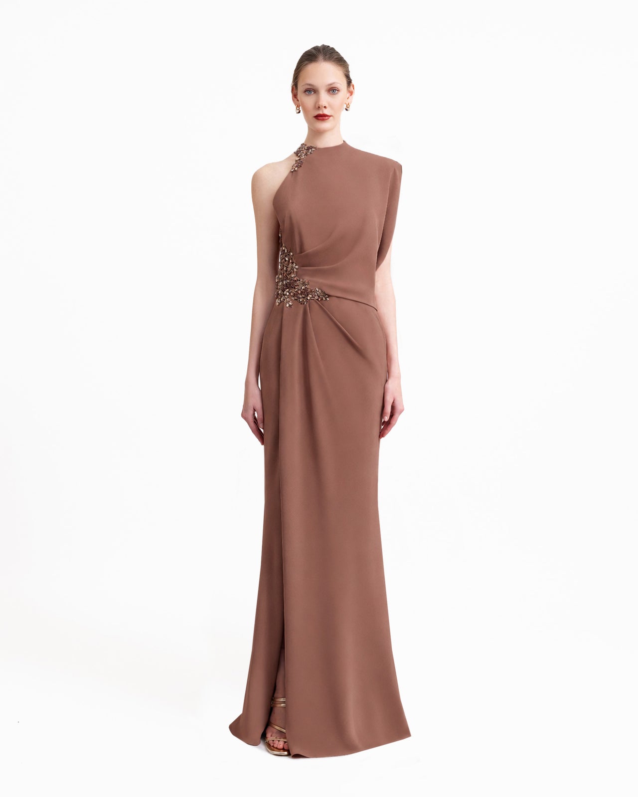 Asymmetrical Neckline Draped Dress