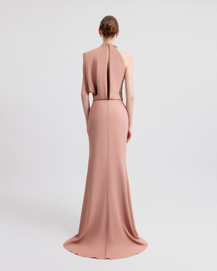 Asymmetrical Neckline Draped Dress - Gemy Maalouf