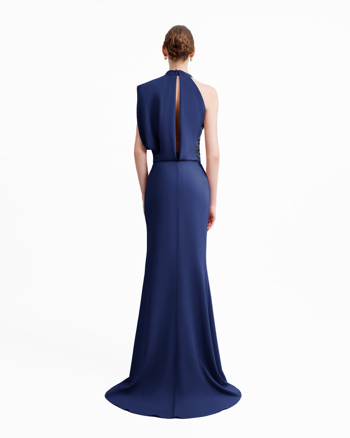 Asymmetrical Neckline Draped Dress