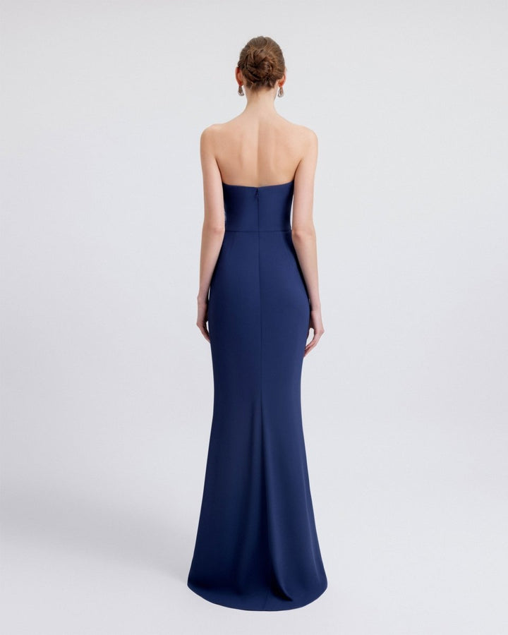 Strapless Feather - Detail Draped Dress - Gemy Maalouf