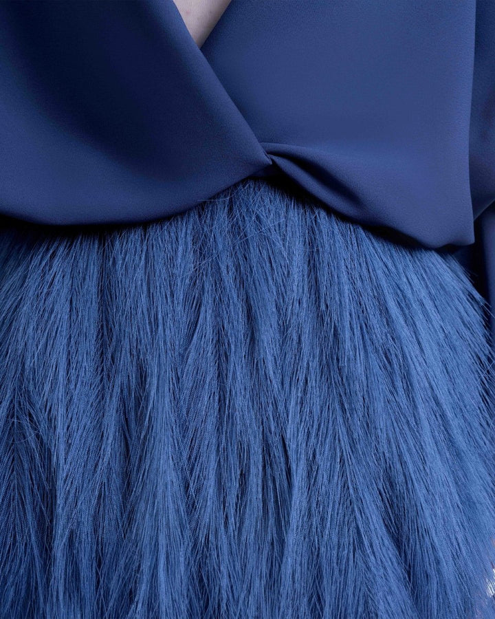 Feathered Dress with Draped Bolero - Gemy Maalouf