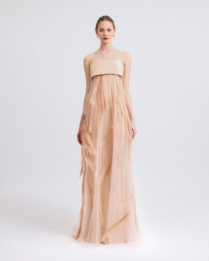 Feather - Embroidered Dress - Gemy Maalouf