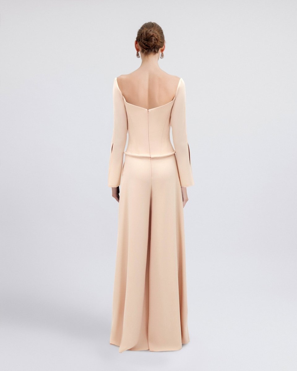 Structured Neckline and Waistline Jumpsuit - Gemy Maalouf