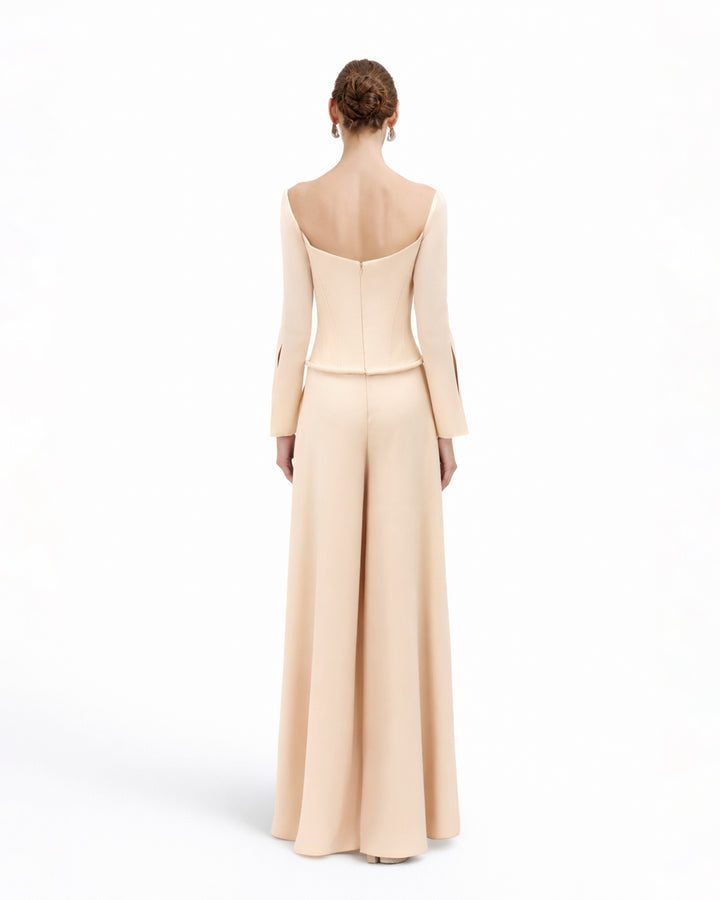 Structured Neckline and Waistline Jumpsuit