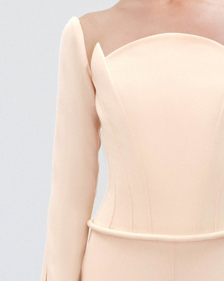 Structured Neckline and Waistline Jumpsuit - Gemy Maalouf