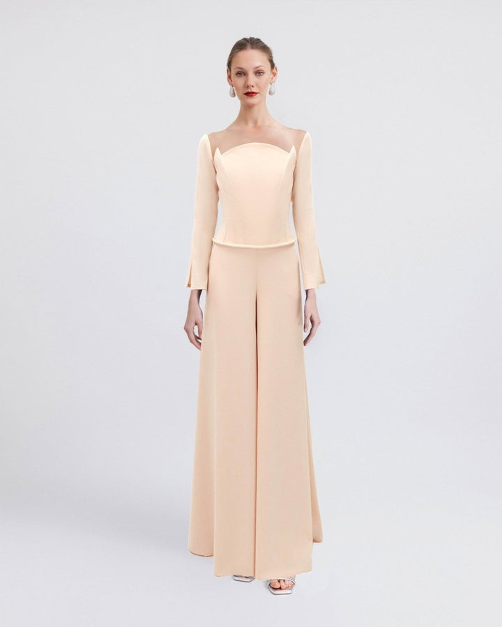 Structured Neckline and Waistline Jumpsuit - Gemy Maalouf