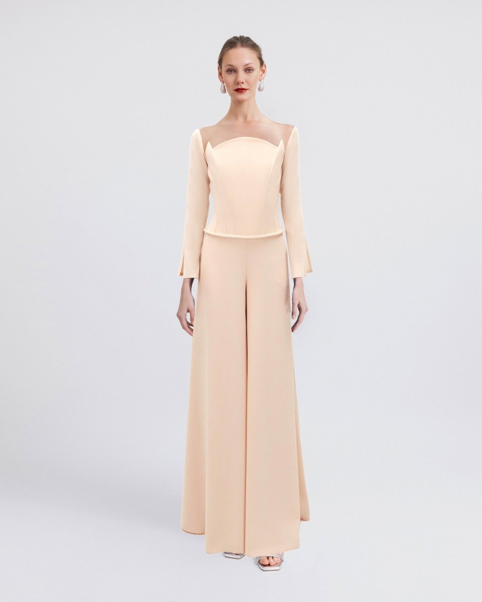 Structured Neckline and Waistline Jumpsuit - Gemy Maalouf