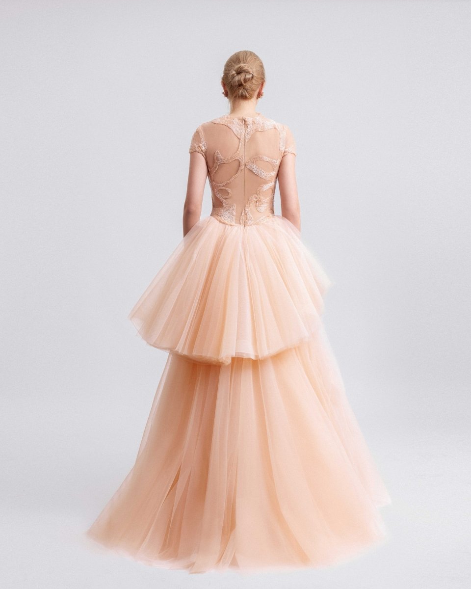 Layered Ruffle Tulle Skirt Dress - Gemy Maalouf