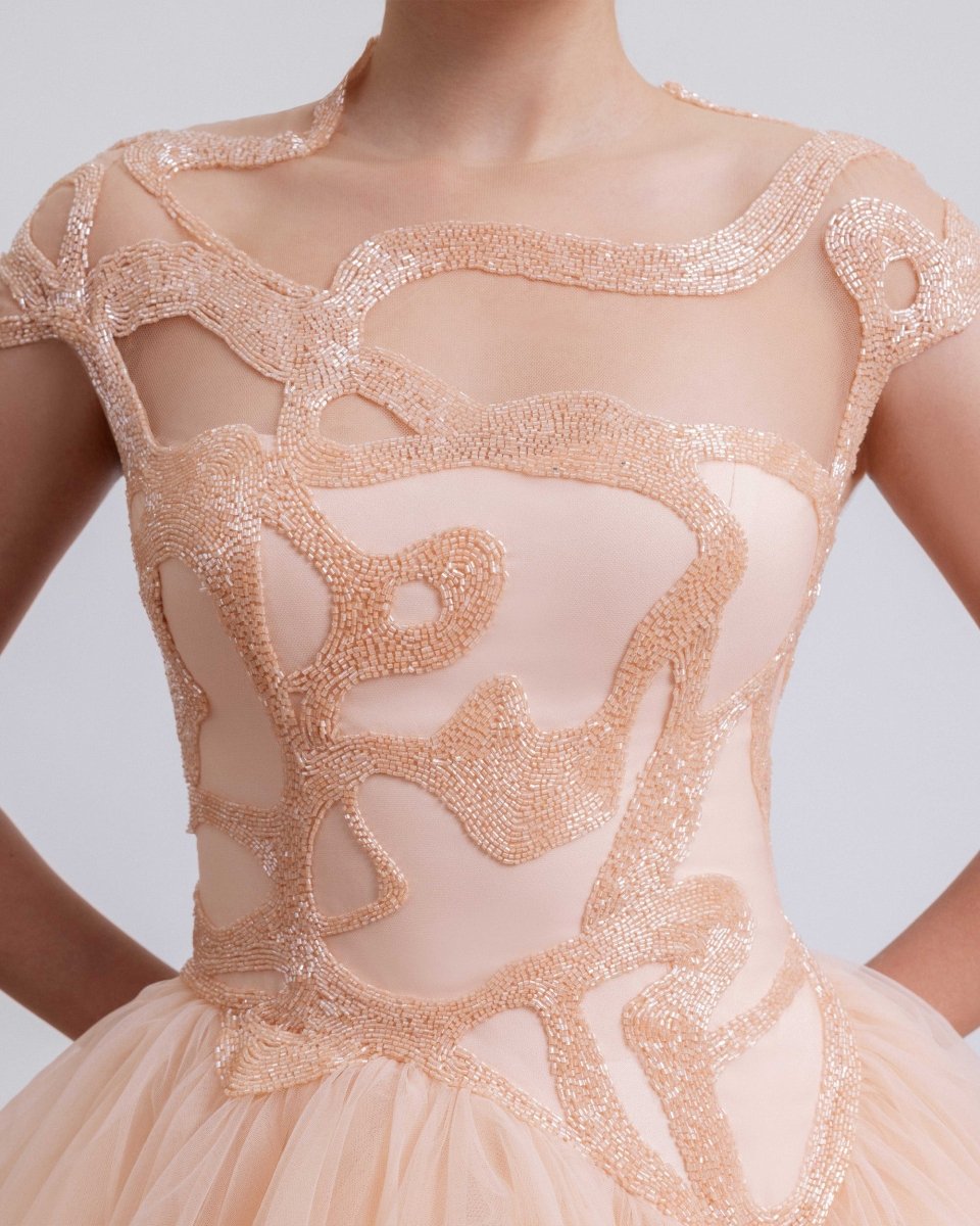 Layered Ruffle Tulle Skirt Dress - Gemy Maalouf