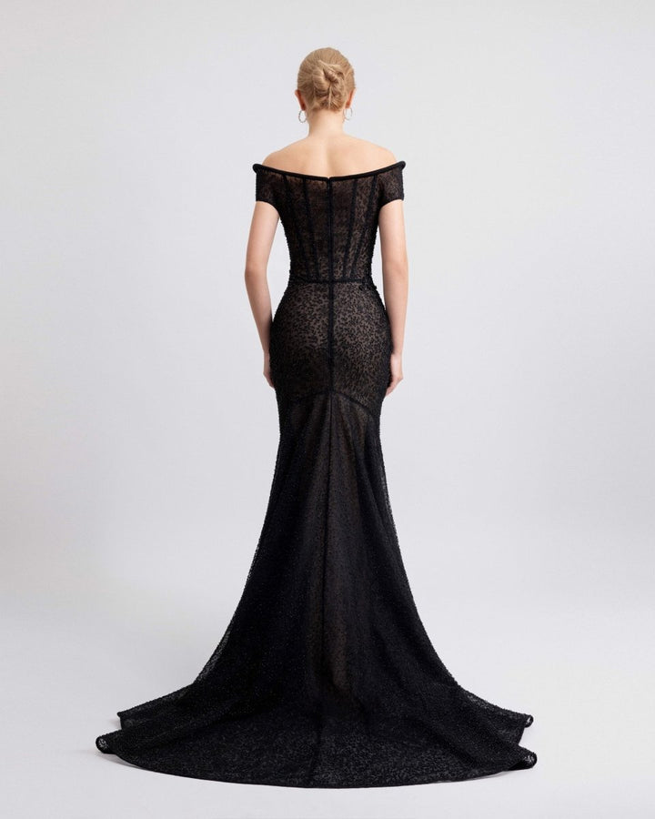 Beaded Dress with Structured Corset - Gemy Maalouf
