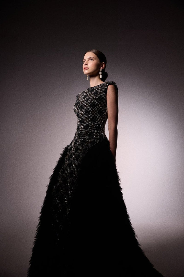 Padded Shoulders Dress - Gemy Maalouf