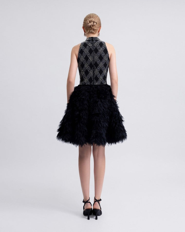 High - Collar Beaded Dress - Gemy Maalouf