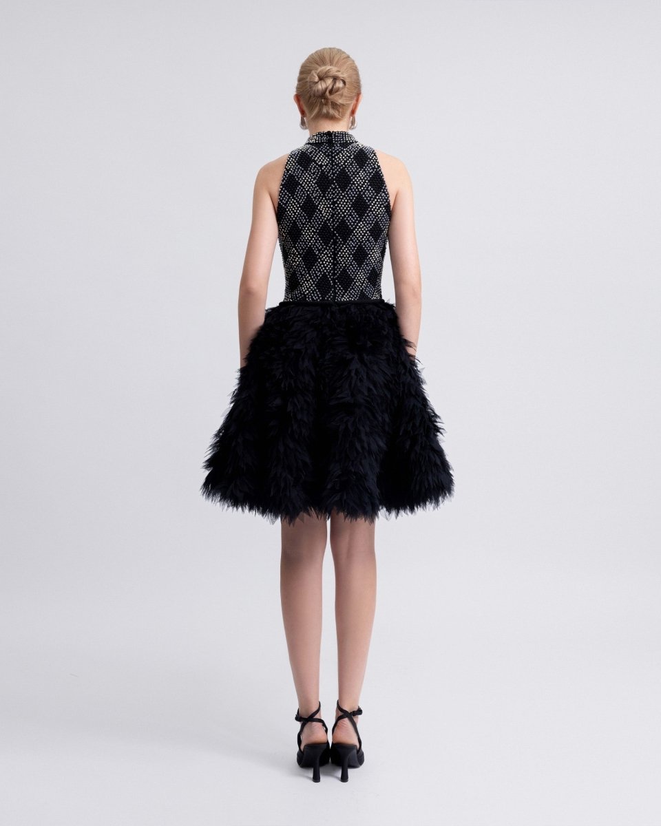 High - Collar Beaded Dress - Gemy Maalouf