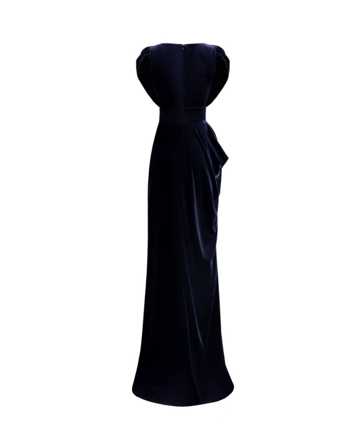 Draped Dress with Beaded Neckline - Gemy Maalouf