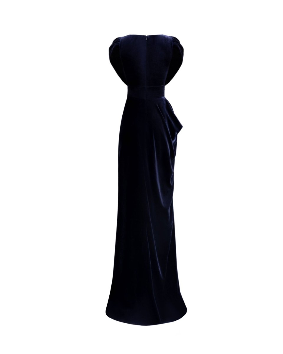 Draped Dress with Beaded Neckline - Gemy Maalouf