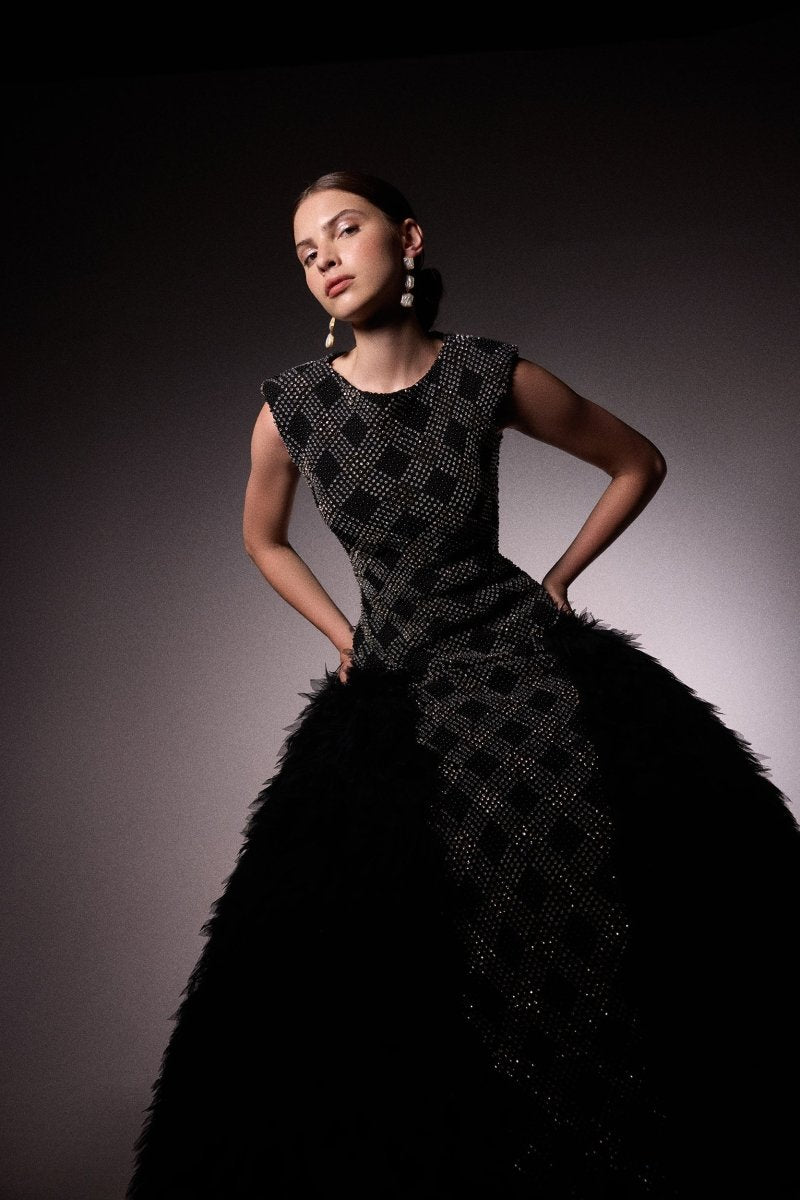 Padded Shoulders Dress - Gemy Maalouf
