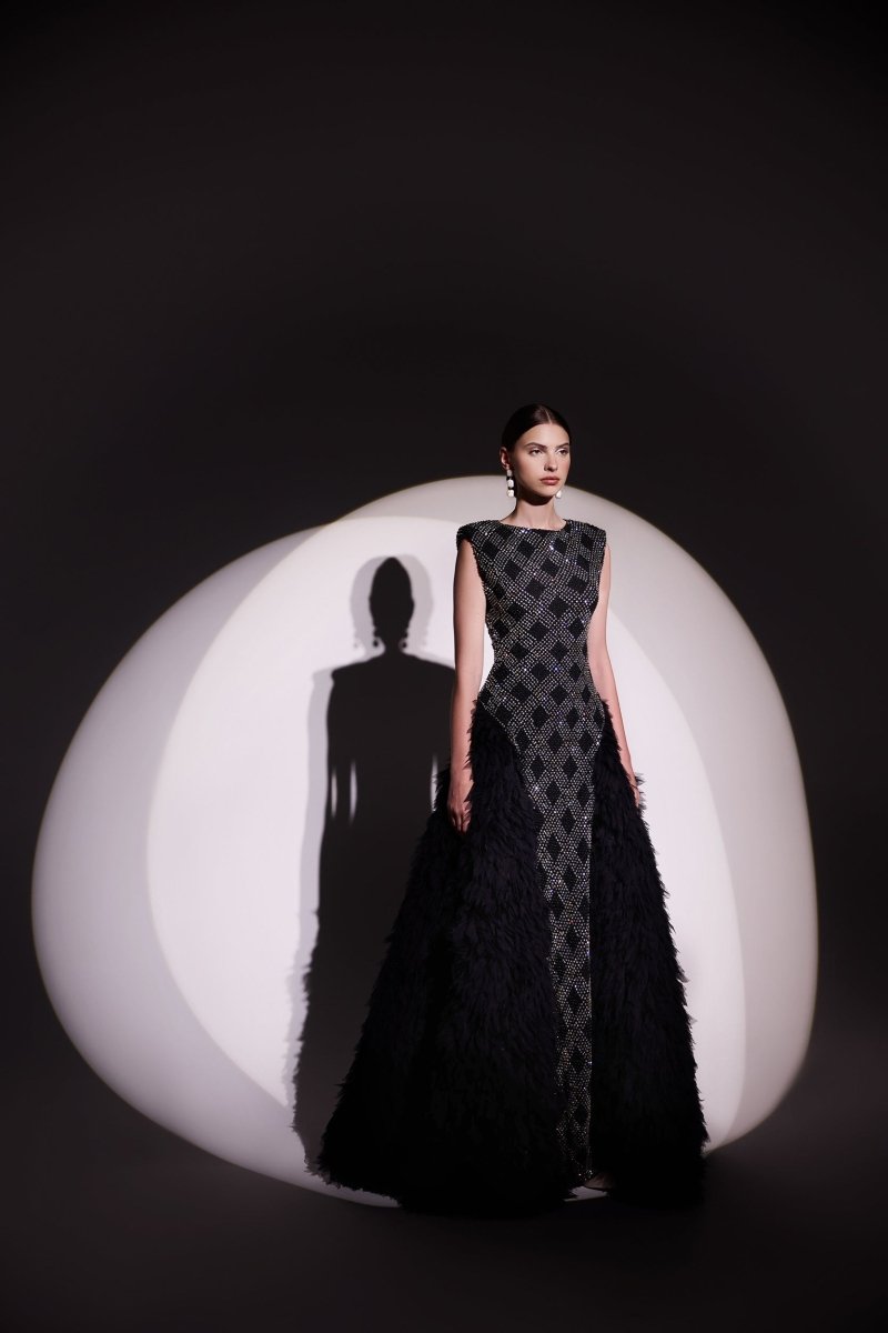 Padded Shoulders Dress - Gemy Maalouf