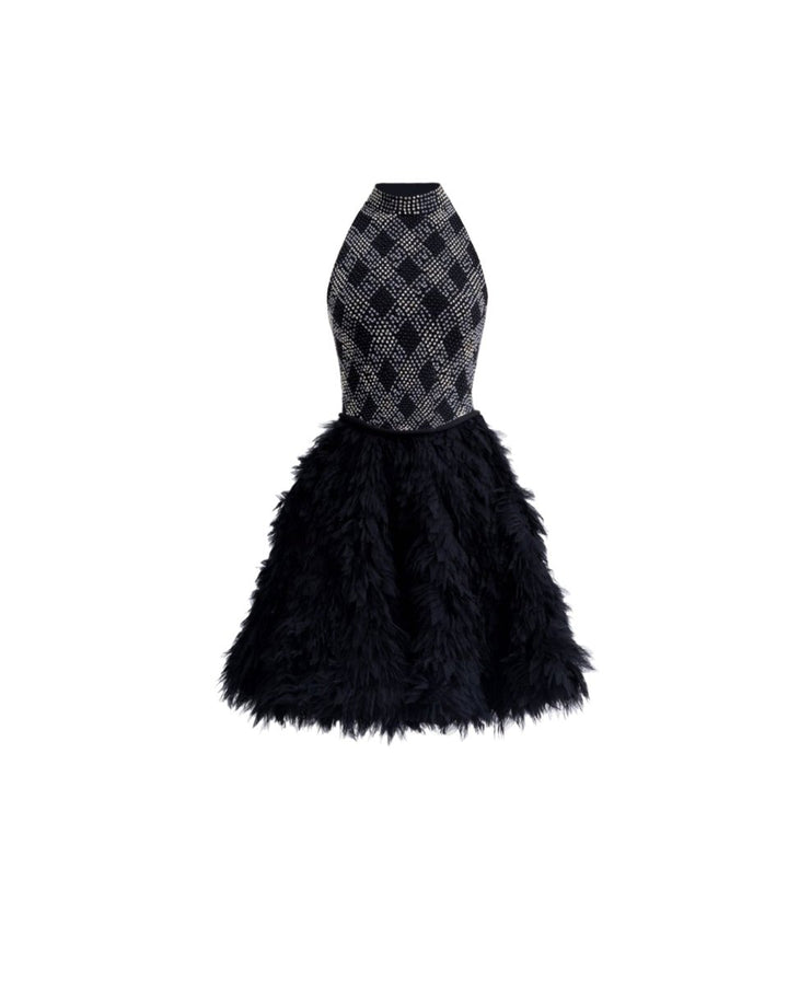 High - Collar Beaded Dress - Gemy Maalouf