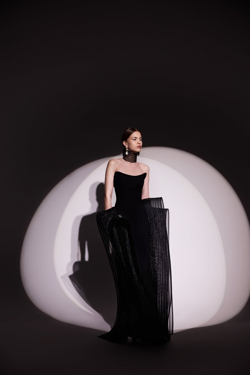 Structured Neckline Long Dress - Gemy Maalouf