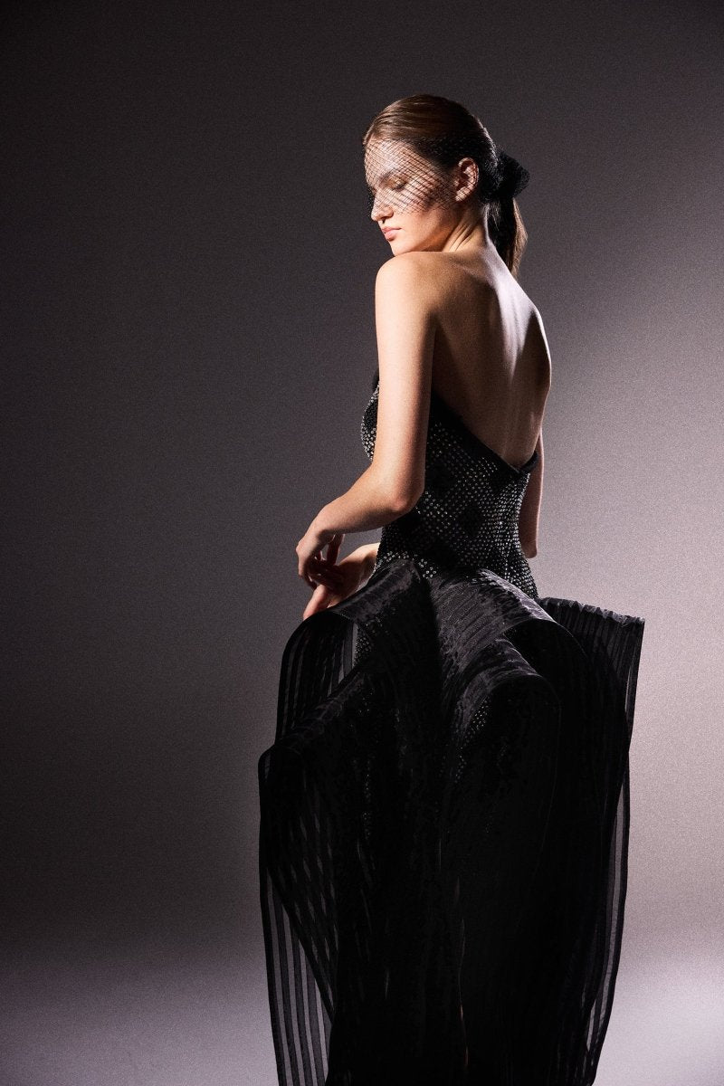 Structured Neckline Short Dress - Gemy Maalouf