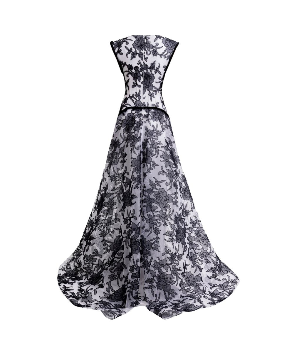 Structured Shoulders Lace Dress - Gemy Maalouf