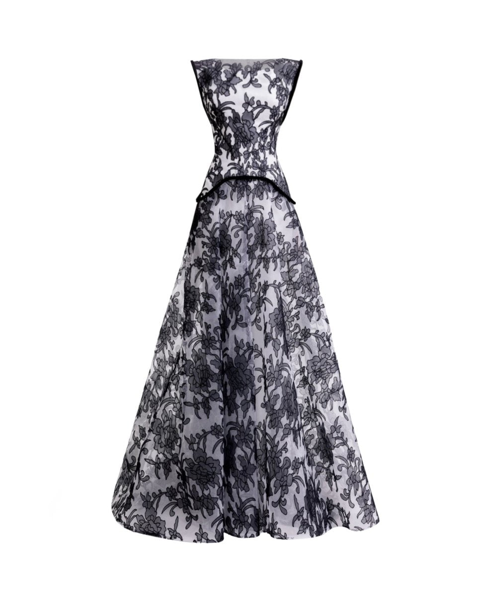 Structured Shoulders Lace Dress - Gemy Maalouf