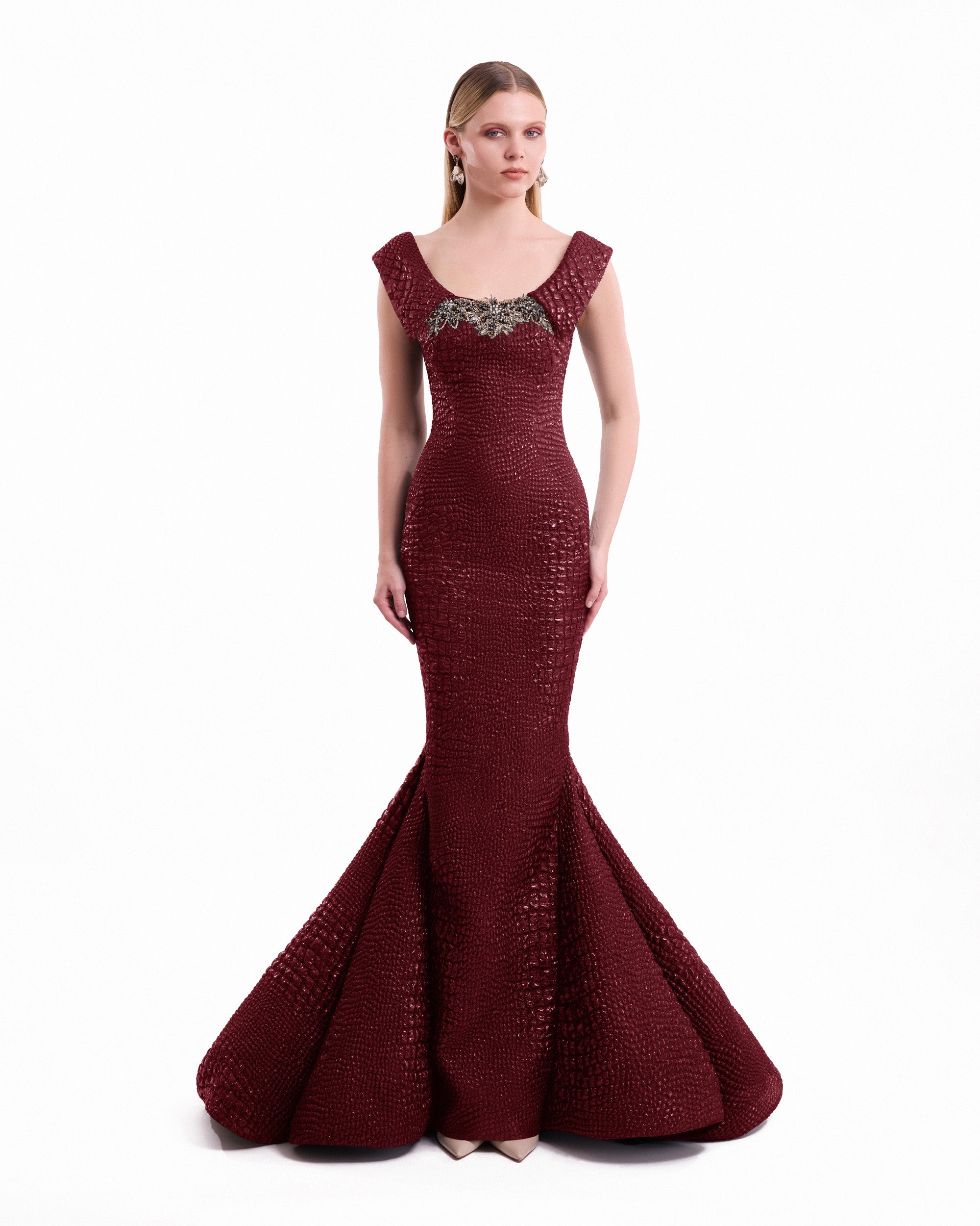 Mermaid Textured Embellished Dress