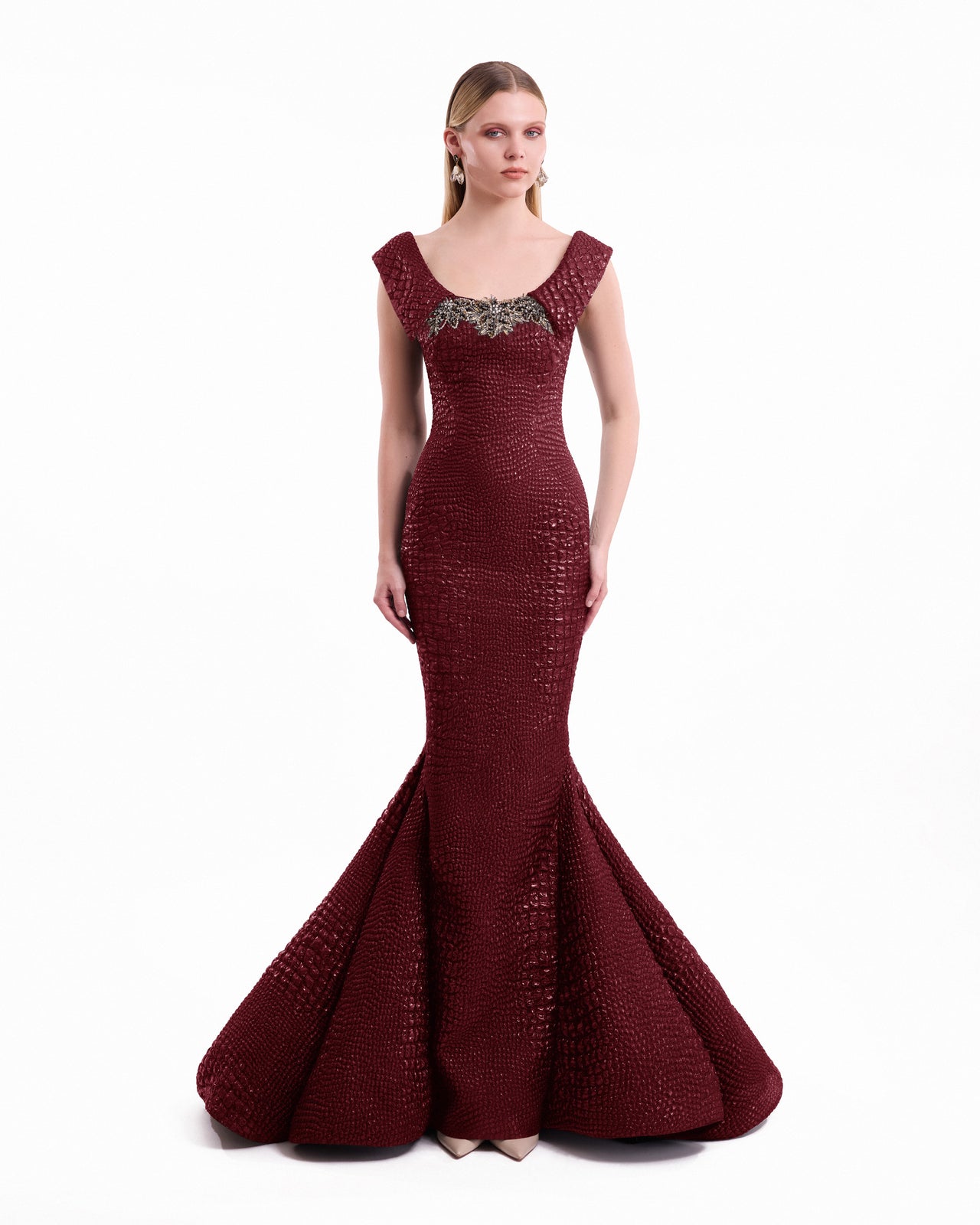 Mermaid Textured Embellished Dress