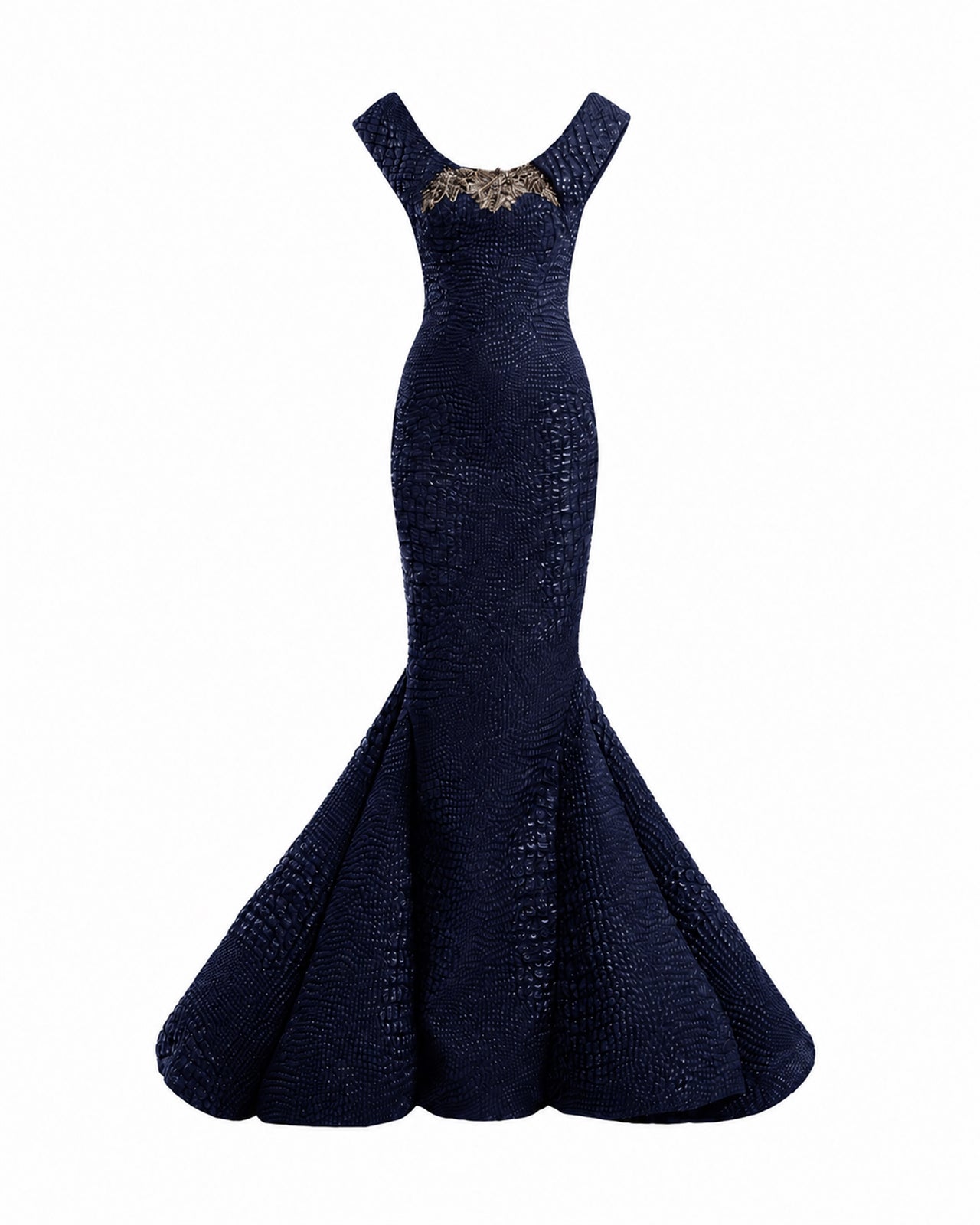 Mermaid Textured Embellished Dress